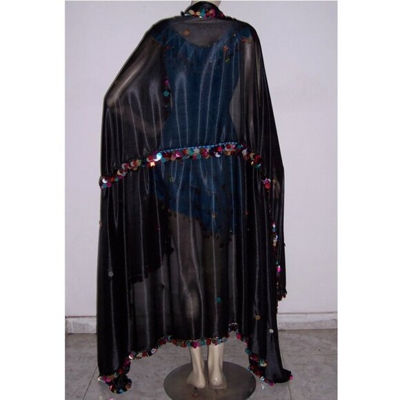 Large Folkloric Belly Dance Egyptian Iskandarani Melaya leff Laff Veil w/crochet - Picture 2 of 2